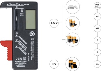 Digitaler Batterie-Tester | 1,5 V / 9 V 