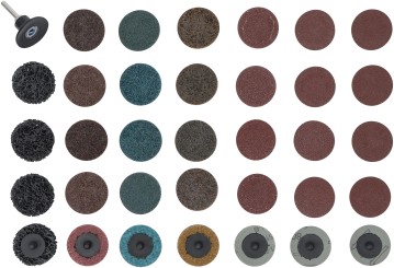 Conjunto de discos abrasivos / pratos de afagamento | Ø 50 mm | 35 peças 