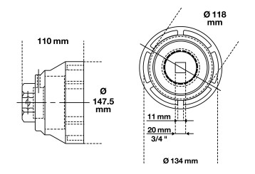 Nutmutternschlüssel | Zapfen innen liegend | für MAN | 133 - 145 mm 