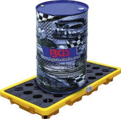 Oil Drip Pan | with open mesh flooring | for 2 x 200-l drums 