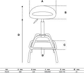 Pojízdná židle pro autoservisy | výškově nastavitelná | 630 - 770 mm 