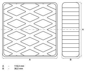Gumikabát | emelőasztalokhoz | 116,5 x 116,5 x 36,5 mm 