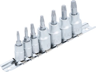 Conjunto de extratores de parafusos | 6,3 mm (1/4") / 10 mm (3/8") | para perfil em T anómalo (para torx) | T10 - T40 | 7 peças 