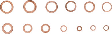 Sortido de anéis de vedação | Cobre | métrica | para bujões de drenagem de óleo | 75 peças 