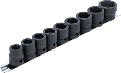 Set chei tubulare de impact 6 colțuri, extra plate | 12,5 mm (1/2") | 13 - 24 mm | 9 piese 