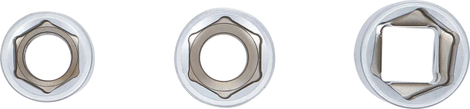 Conjunto de encaixes para chaves de caixa | Entrada 12,5 mm (1/2") | 15 - 17 - 19 mm | 3 peças 