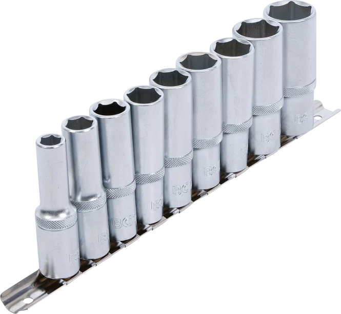 Conjunto de encaixes para chave de caixa sextavados, profundos | Entrada de quadrado interno de 12,5 mm (1/2") | 10 - 24 mm | 9 peças 