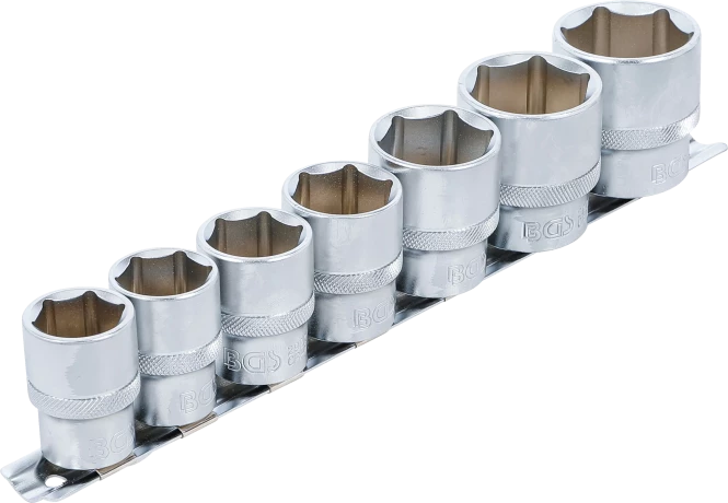 Conjunto de encaixes para chave de caixa, sextavados | Entrada de quadrado interno de 12,5 mm (1/2") | 20 - 32 mm | 7 peças 