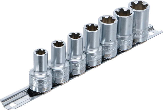 Conjunto de encaixes para chave de caixa perfil T Plus (para Torx Plus) | Entrada de quadrado interno de 10 mm (3/8") | 10EP - 20EP | 7 peças 