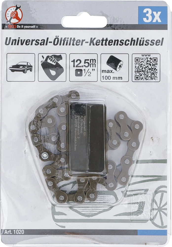 Univerzális láncos olajszűrő-leszedő | 12,5 mm (1/2") | Ø 100 mm