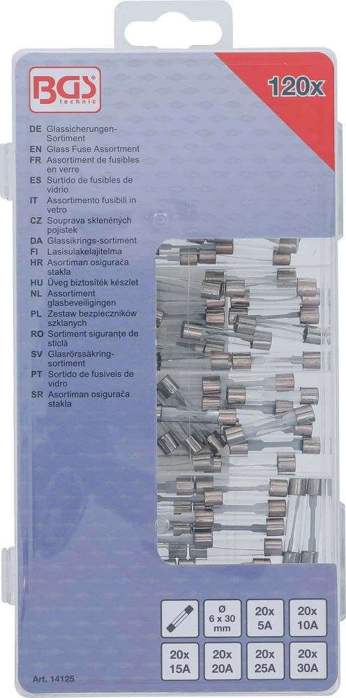 Üveg biztosíték készlet | 120 darabos