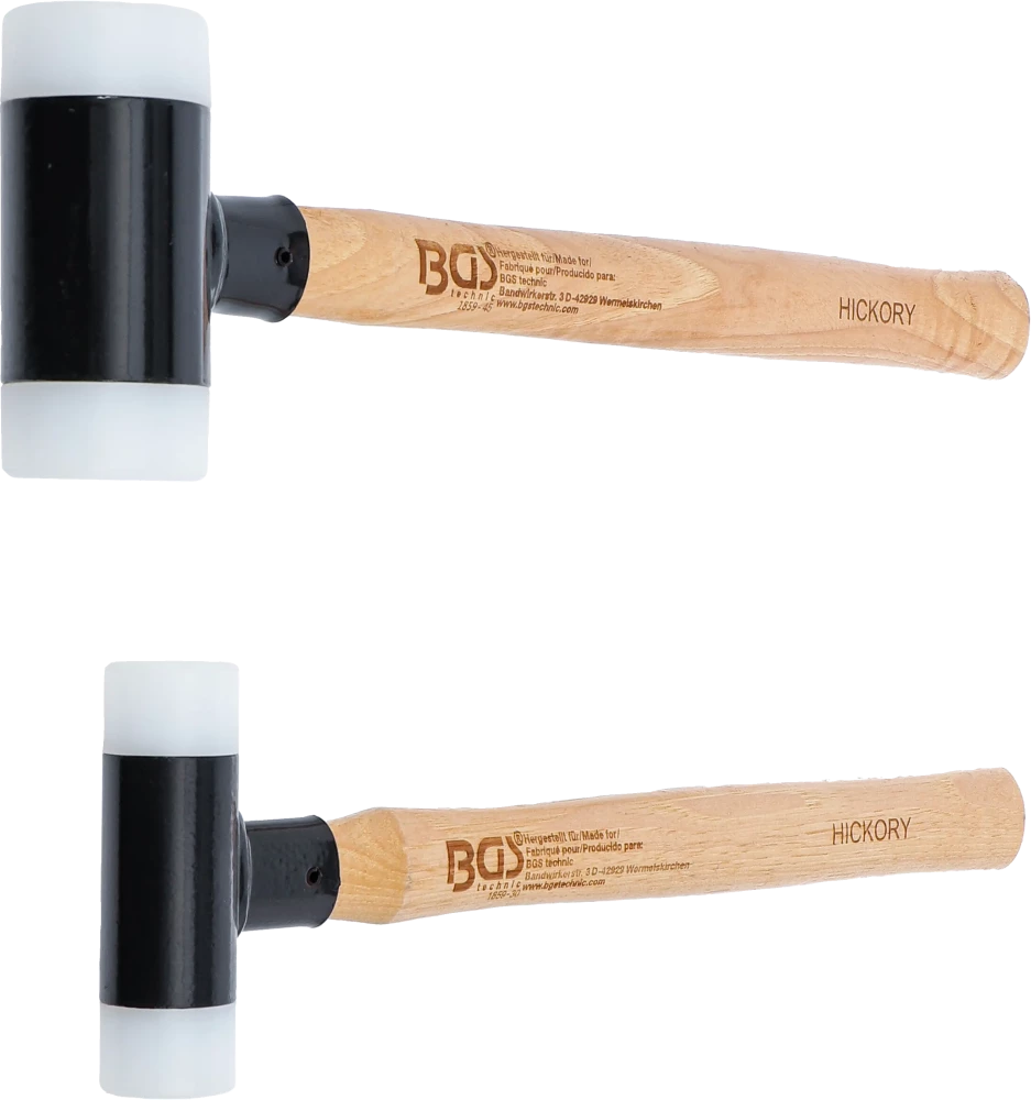 Műanyag kalapács készlet | Hickory nyéllel | visszaütésmentes | Ø 30 / 45 mm | 300 / 550 g | 2 darabos