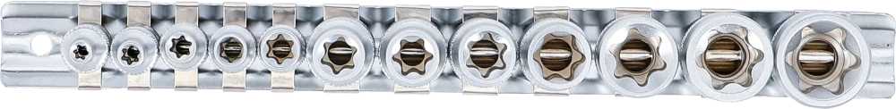 Dugókulcskészlet, E-profil | 6,3 mm (1/4") / 10 mm (3/8") | E4 - E20 | 12 darabos