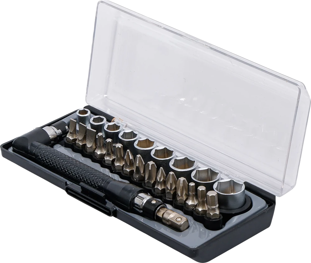 Behajtófej- és dugókulcskészlet/Sarokadapter-készlet | 6,3 mm (1/4") | 26 darabos