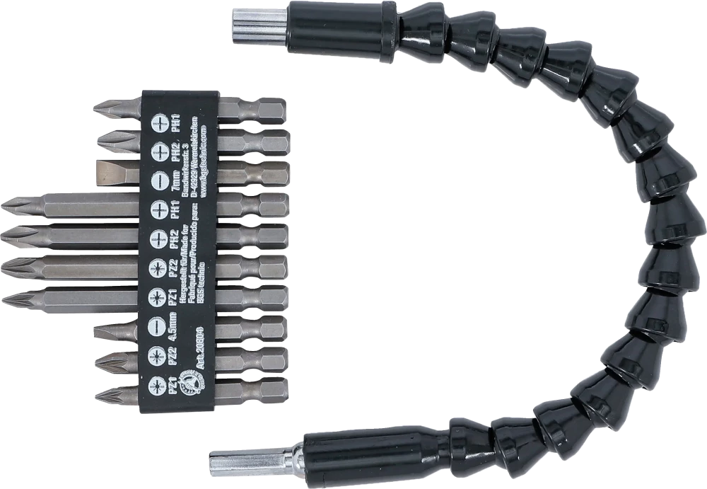 Behajtófej készlet flexibilis szárral | külső hatszögletű kulcsnyílású hajtás 6,3 mm (1/4") | 11 darabos