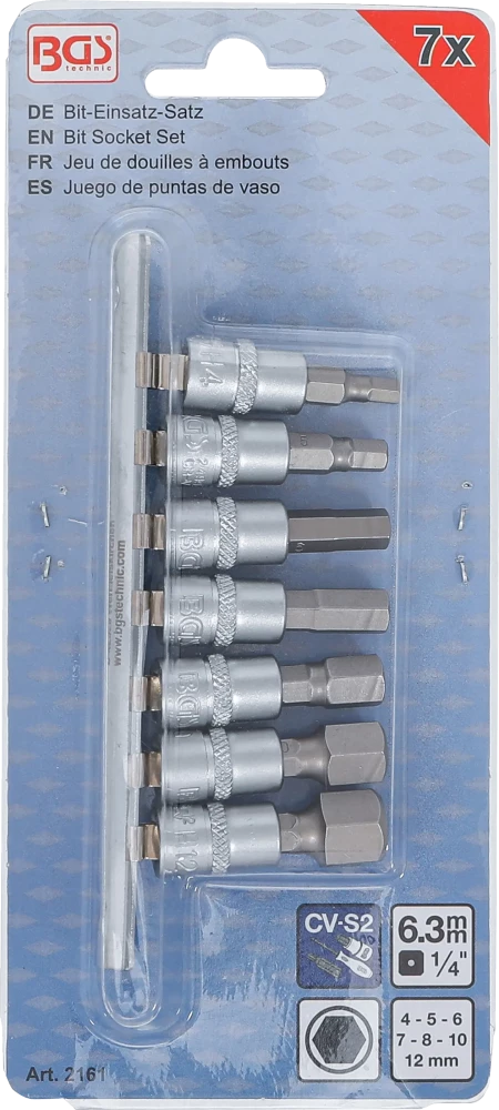 Behajtófej-készlet | 6,3 mm (1/4") | Belső hatszögletű 4 - 12 mm | 7 darabos
