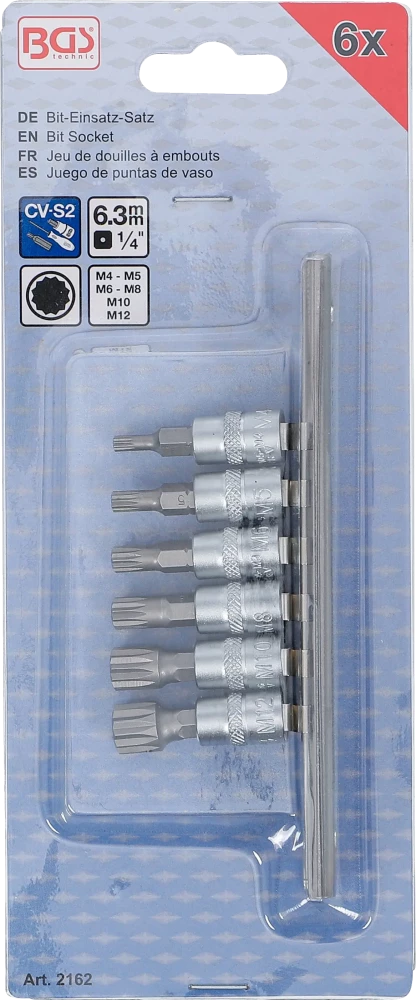 Behajtófej-készlet | 6,3 mm (1/4") | (XZN) M4 - M12 | 6 darabos