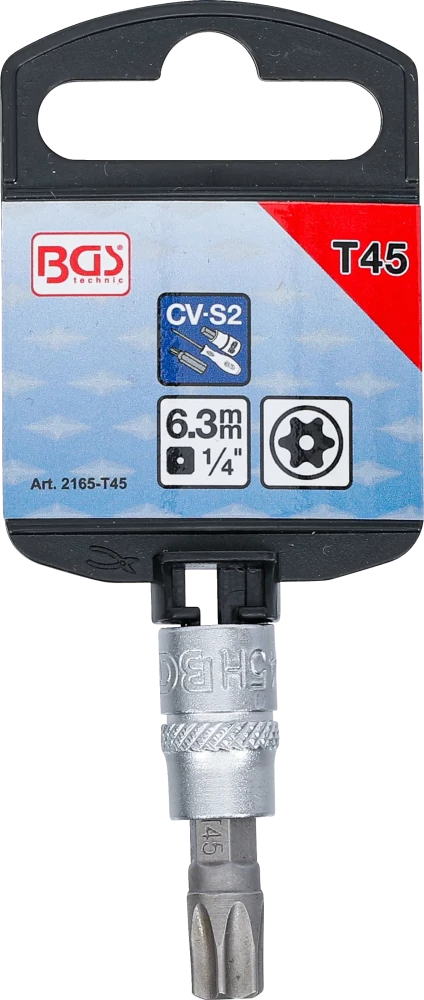 Behajtófej | 6,3 mm (1/4") | T-profil (Torx) T45 furattal