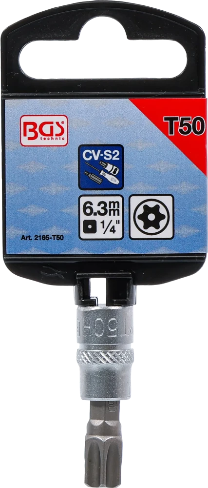 Behajtófej | 6,3 mm (1/4") | T-profil (Torx) T50 furattal