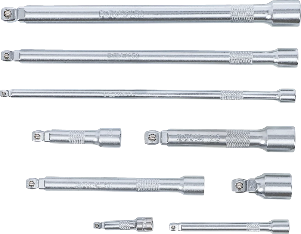 Billenős hosszabbító készlet | 6,3 mm (1/4"), 10 mm (3/8"), 12,5 mm (1/2") | 9 darabos