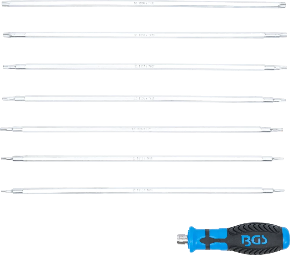Csavarhúzó készlet cserélhető pengékkel | T-profil (Torx) / T-profil (Torx Plus) furattal | 8 darabos