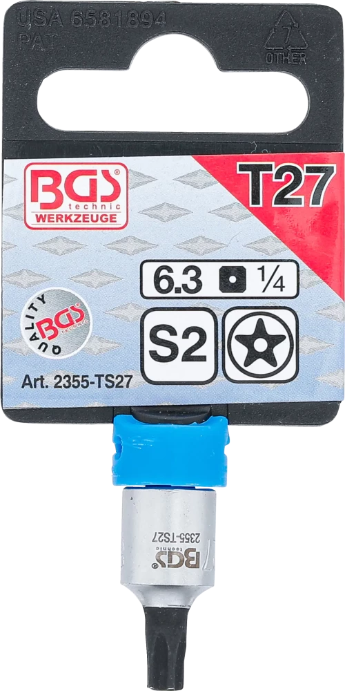 Behajtófej | 6,3 mm (1/4") | TS-profil (Torx Plus) TS27 furattal