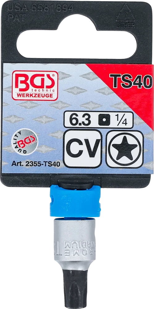 Behajtófej | 6,3 mm (1/4") | TS-profil (Torx Plus) TS40 furattal