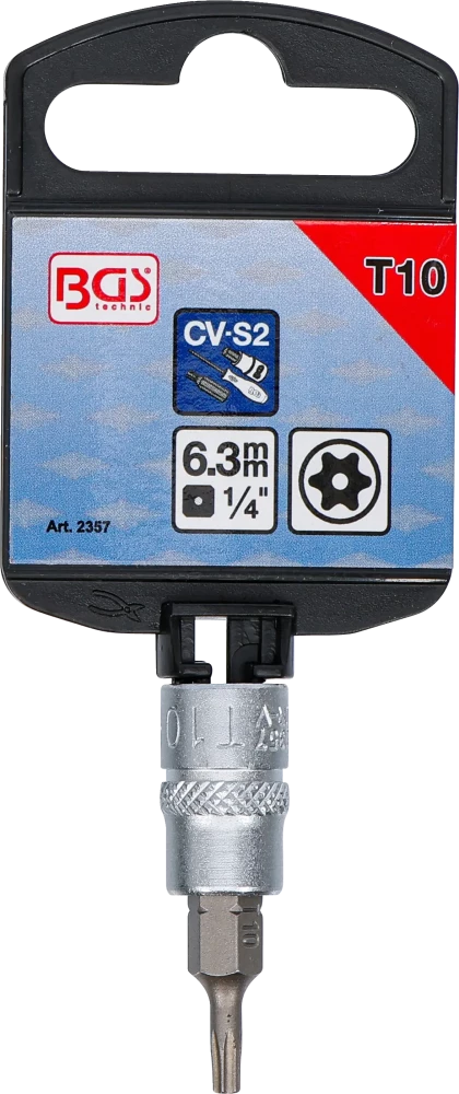 Behajtófej | 6,3 mm (1/4") | T-profil (Torx) T10 furattal