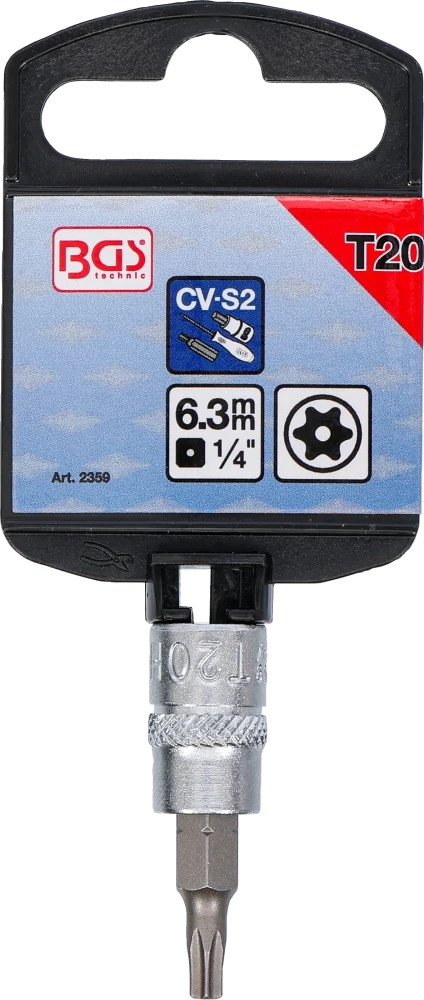 Behajtófej | 6,3 mm (1/4") | T-profil (Torx) T20 furattal