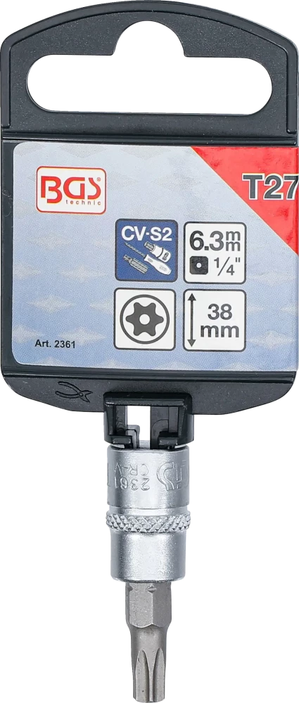 Behajtófej | 6,3 mm (1/4") | T-profil (Torx) T27 furattal