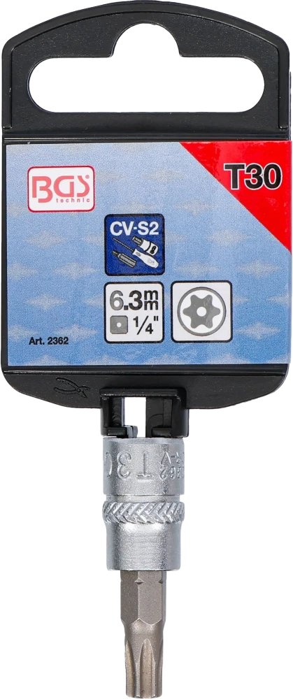 Behajtófej | 6,3 mm (1/4") | T-profil (Torx) T30 furattal