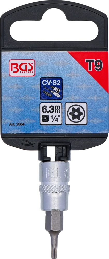 Behajtófej | 6,3 mm (1/4") | T-profil (Torx) T9 furattal