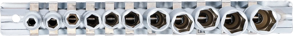 Dugókulcskészlet, hatszögletű, mély | 6,3 mm (1/4") | coll méretek | 11 darabos