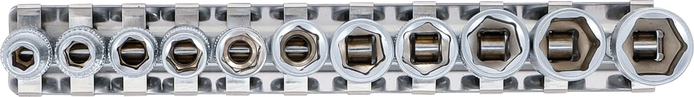 Dugókulcskészlet, hatszögletű | 6,3 mm (1/4") | coll méretek | 11 darabos