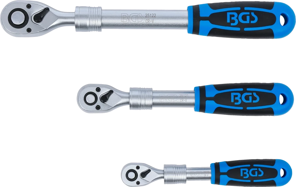 Racsnis kulcs készlet | kihúzható | 6,3 mm (1/4") - 10 mm (3/8") - 12,5 mm (1/2") | 3 darabos