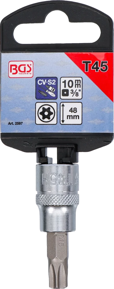 Behajtófej | 10 mm (3/8") | T-profil (Torx) T45 furattal