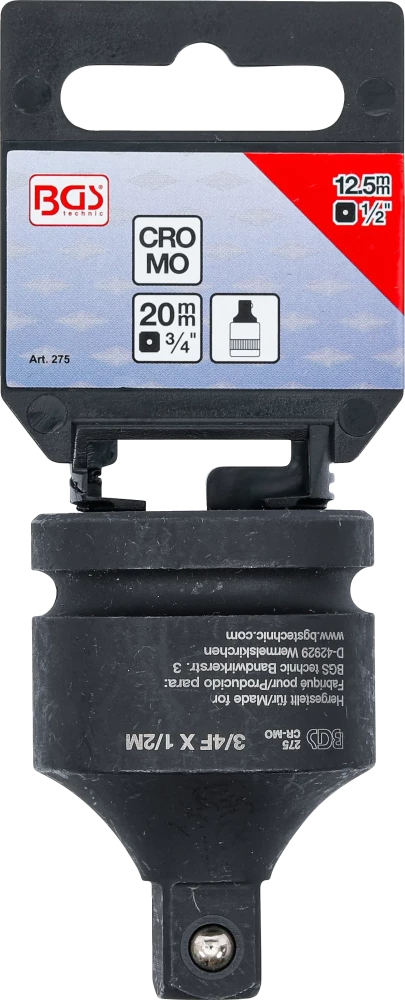 Levegős dugókulcs adapter | 20 mm (3/4") - 12,5 mm (1/2")