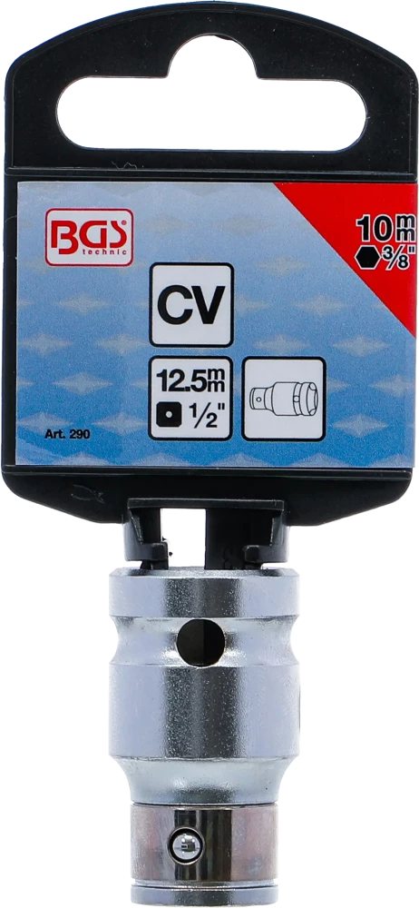 Golyós behajtófej-adapter | Belső négyszögletű kulcsnyílású elem 12,5 mm (1/2") | Belső hatszögletű 10 mm (3/8")