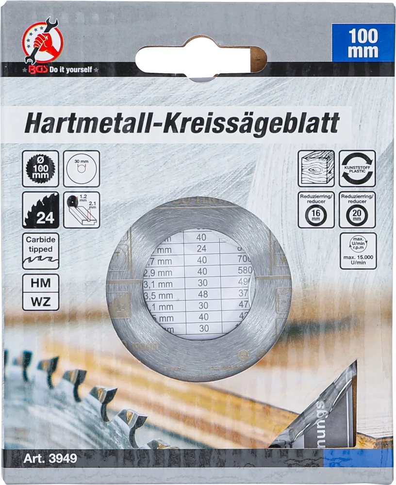 Keményfém körfűrészlap | Ø 100 x 30 x 2,1 mm | 24 fogú