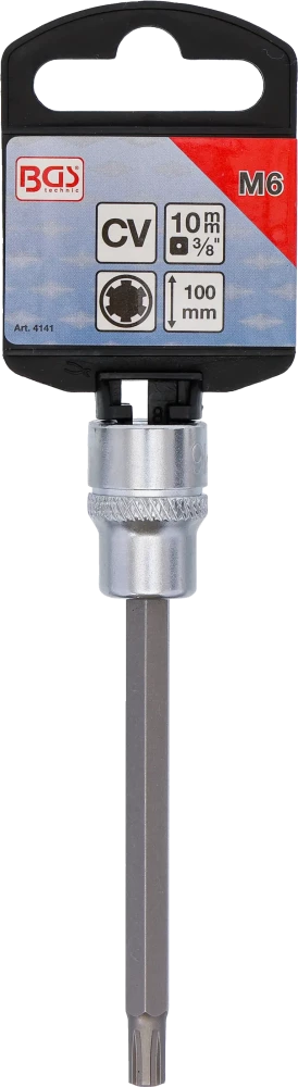 Behajtófej | Hossz 100 mm | 10 mm (3/8") | Ékprofil (RIBE) M6