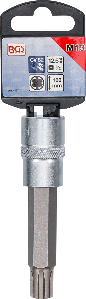 Behajtófej | Hossz 100 mm | 12,5 mm (1/2") | Ékprofil (RIBE) M13