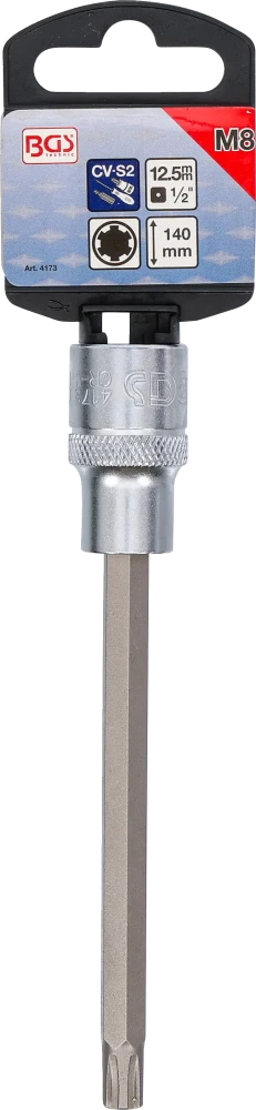 Behajtófej | Hossz 140 mm | 12,5 mm (1/2") | Ékprofil (RIBE) M8