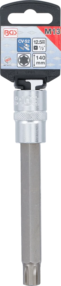 Behajtófej | Hossz 140 mm | 12,5 mm (1/2") | Ékprofil (RIBE) M13