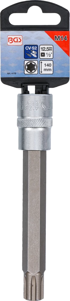 Behajtófej | Hossz 140 mm | 12,5 mm (1/2") | Ékprofil (RIBE) M14