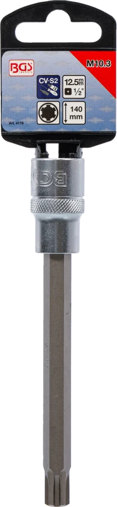 Behajtófej | Hossz 140 mm | 12,5 mm (1/2") | Ékprofil (RIBE) M10,3