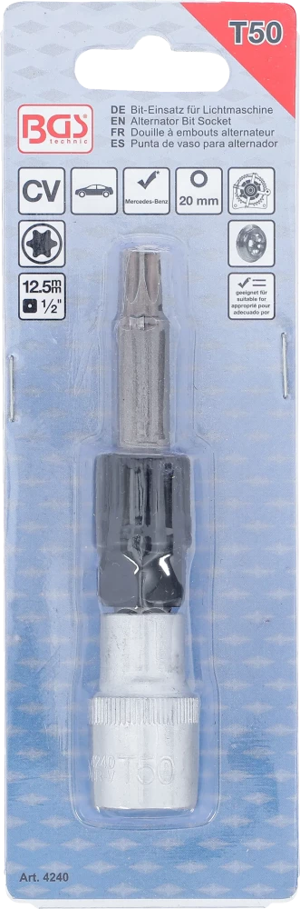 Behajtófej generátorhoz | 12,5 mm (1/2") | T-profil (Torx) T50