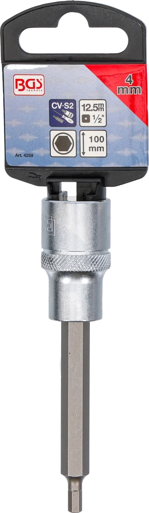 Behajtófej | Hossz 100 mm | 12,5 mm (1/2") | Belső hatszögletű 4 mm