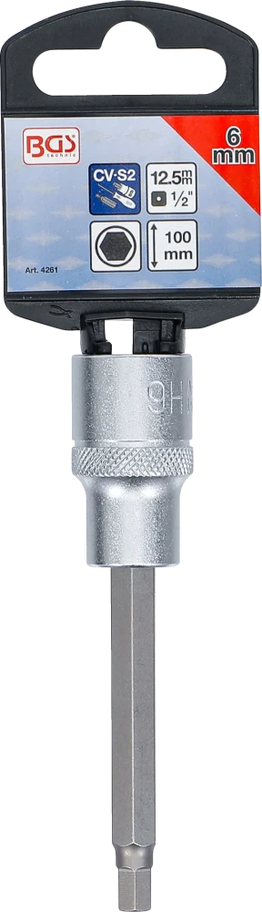 Behajtófej | Hossz 100 mm | 12,5 mm (1/2") | Belső hatszögletű 6 mm