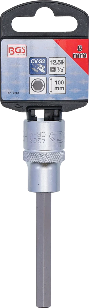 Behajtófej | Hossz 100 mm | 12,5 mm (1/2") | Belső hatszögletű 8 mm