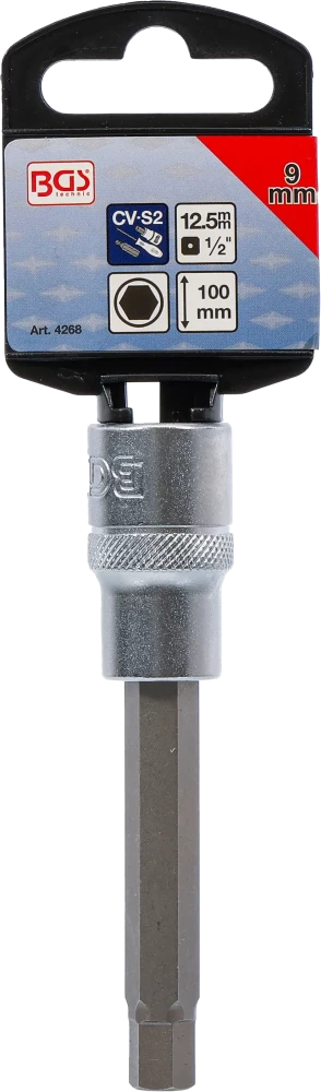 Behajtófej | Hossz 100 mm | 12,5 mm (1/2") | Belső hatszögletű 9 mm